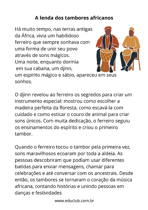 A lenda dos tambores africanos | Educlub
